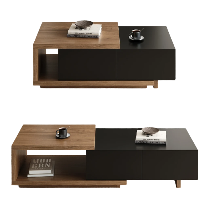 Modern Dual-Tone Extendable Coffee Table with Storage Drawers