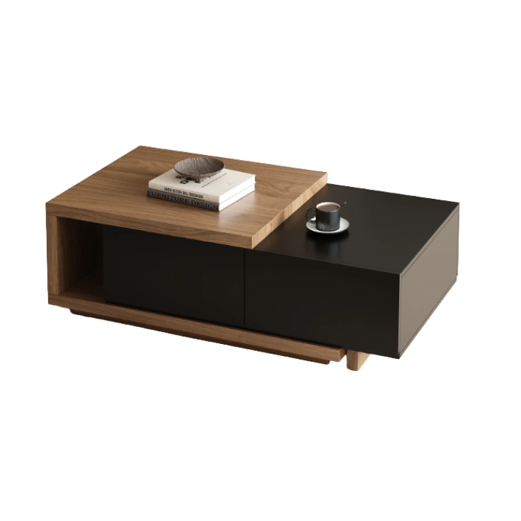 Modern Dual-Tone Extendable Coffee Table with Storage Drawers